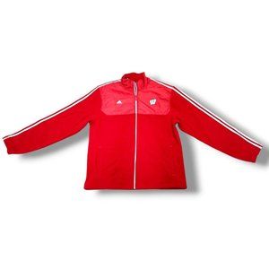New Men's 2012 Wisconsin Badgers Adidas NCAA Fleece Track Jacket Red White Large